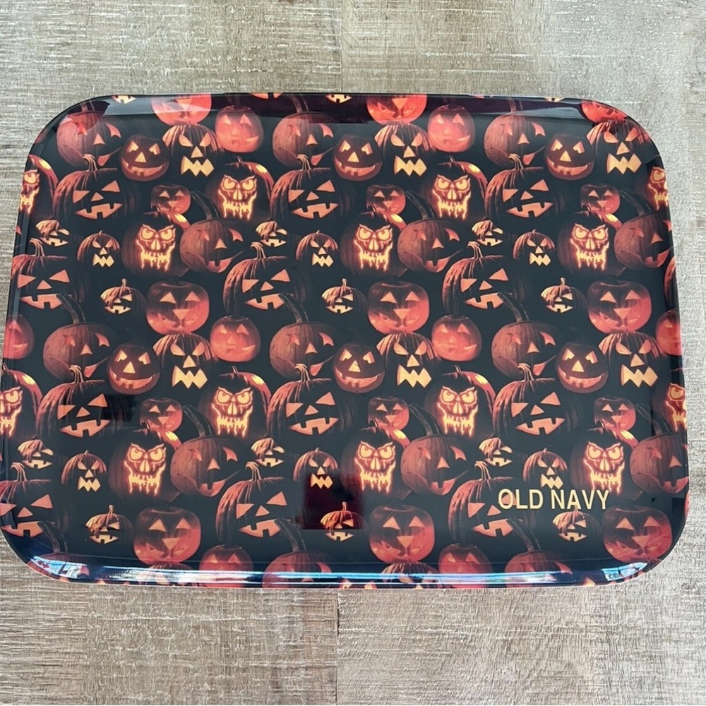 Vintage 2001 Old Navy Melamine Halloween Tray Jack O' Lantern Pumpkin 16" x 12"
